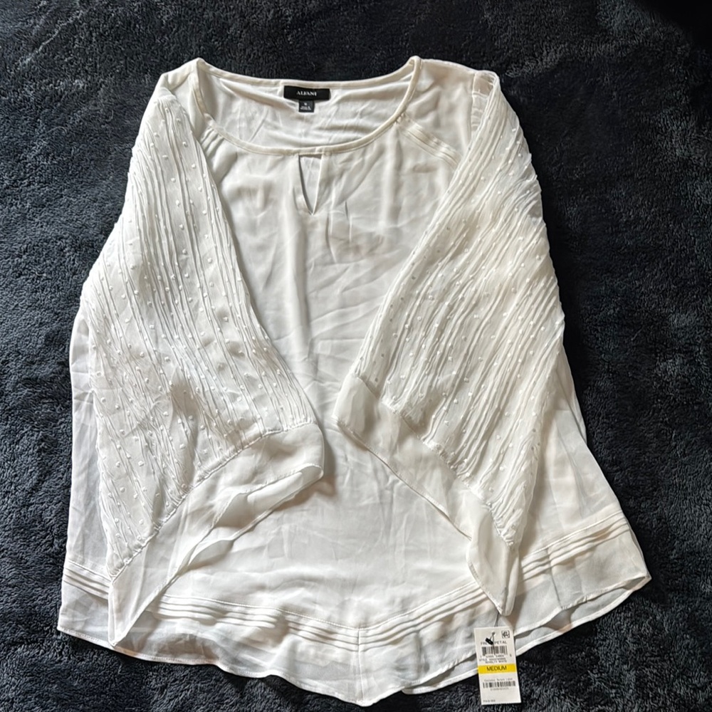 Alfani Cream Relaxed Ribbed Tunic